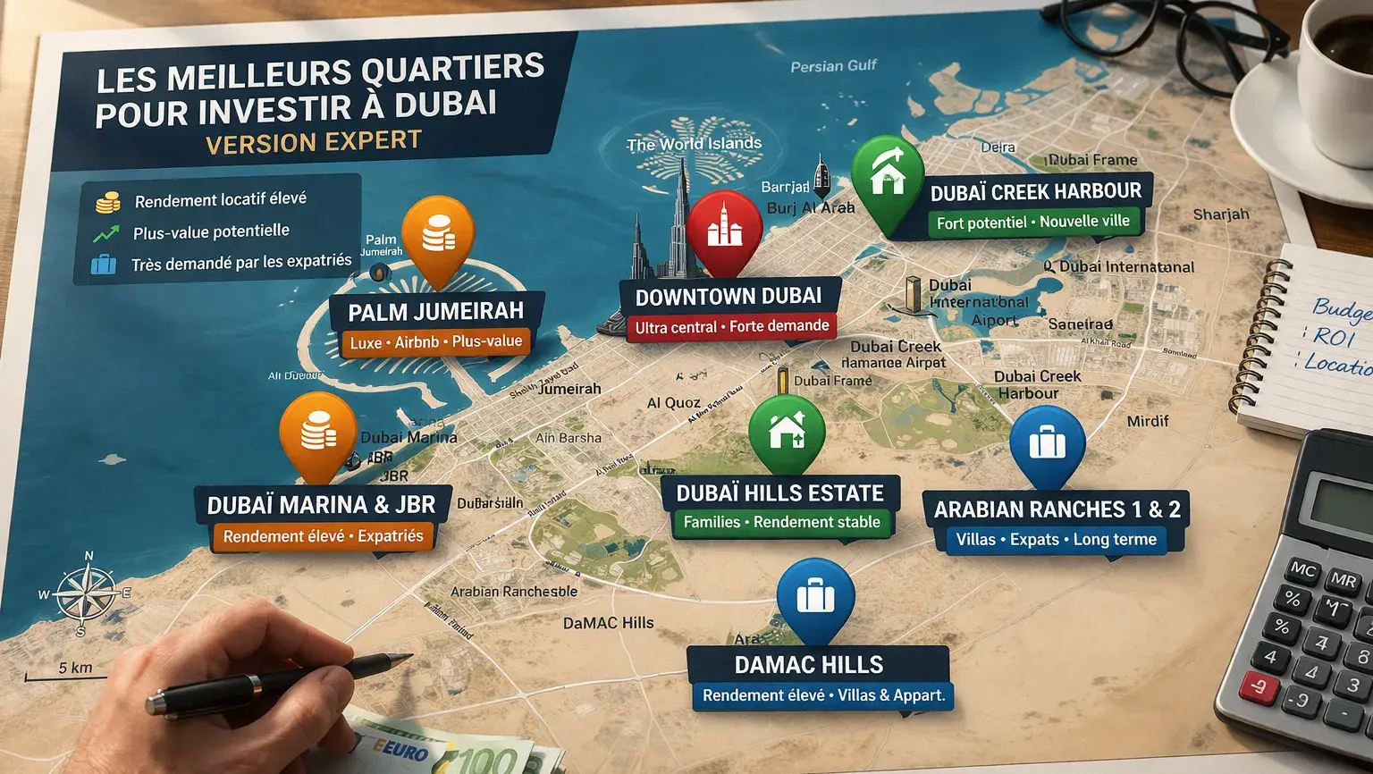 quartiers dubai investissement immobilier marina downtown business bay